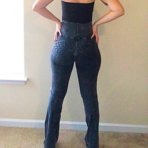 Jeans-like high rise gray leggings size L - Picture 4 of 8